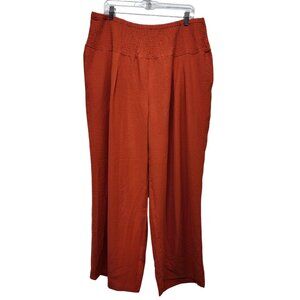 Womens Size 2XL Rust Wide-Leg Pants  Crinkle Texture
